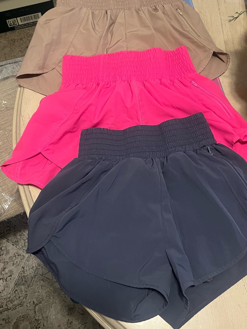 Women’s Athletic high Waist Shorts — Hot Pink, Navy & khaki